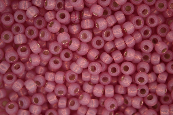 10g MIYUKI 6/0 Round Japanese Seed Beads 4mm 9645 Dyed Dark Rose Silver Lined Alabaster