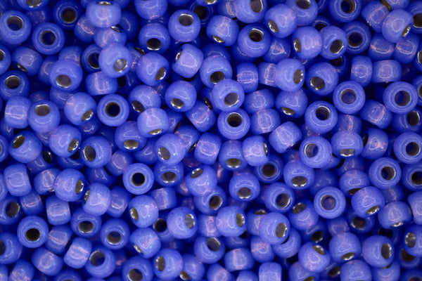 10g MIYUKI 6/0 Round Japanese Seed Beads 4mm 9649 Dyed Violet Silver Lined Alabaster