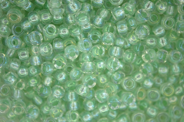 10g MIYUKI 6/0 Round Japanese Seed Beads 4mm 93642 Pearlized Crystal AB Pale Mint