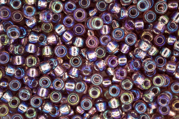 10g MIYUKI 6/0 Round Japanese Seed Beads 4mm 91012 Silver Lined Smoky Amethyst AB