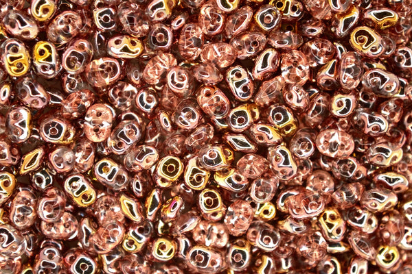 10g Matubo SuperDuo Czech Seed Beads 2.5x5mm Transparent Crystal Capri Gold