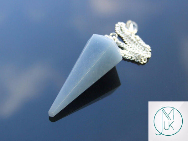 Angelite Natural Gemstone Pendulum Chakra Reiki Dowsing Handmade Beadacious