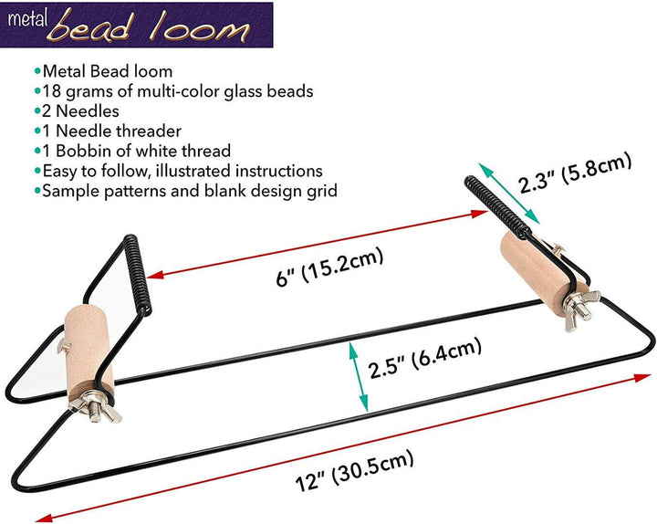 Bead Loom Kit Beading Metal Loom 12.5'' x 2.5'' x 3'' Beadacious