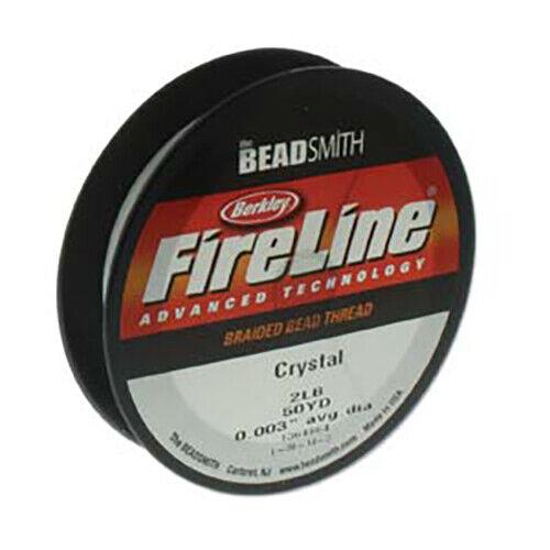 BeadSmith FireLine Stringing Thread Braided Wire Crystal Clear .003in / .07mm 50 yards (45.72m) Beadacious