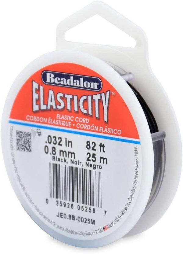 Beadalon Elasticity 0.8mm Black 25m Stretch Cord Beadacious