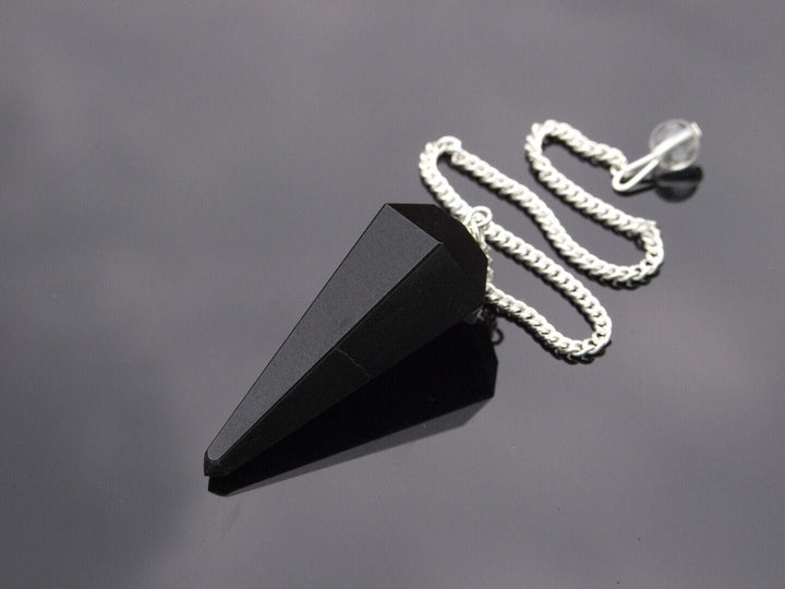 Black Agate Natural Gemstone Pendulum Chakra Reiki Dowsing Handmade Beadacious