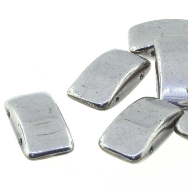 15x Carrier Czech Beads 9x17mm Silver