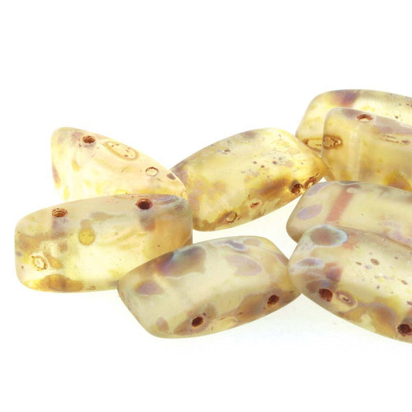 15x Carrier Czech Beads 9x17mm Matte Travertine