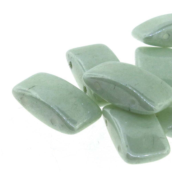 15x Carrier Czech Beads 9x17mm Chalk Light Green Luster