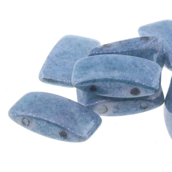 15x Carrier Czech Beads 9x17mm Blue Luster