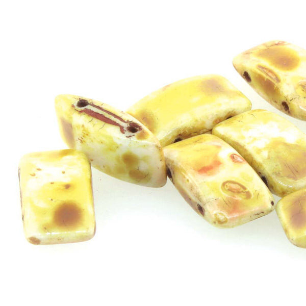 15x Carrier Czech Beads 9x17mm White Travertine