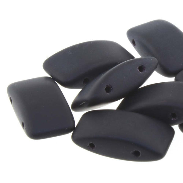 15x Carrier Czech Beads 9x17mm Jet Matte