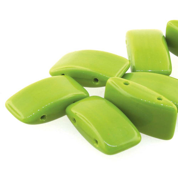 15x Carrier Czech Beads 9x17mm Wasabi