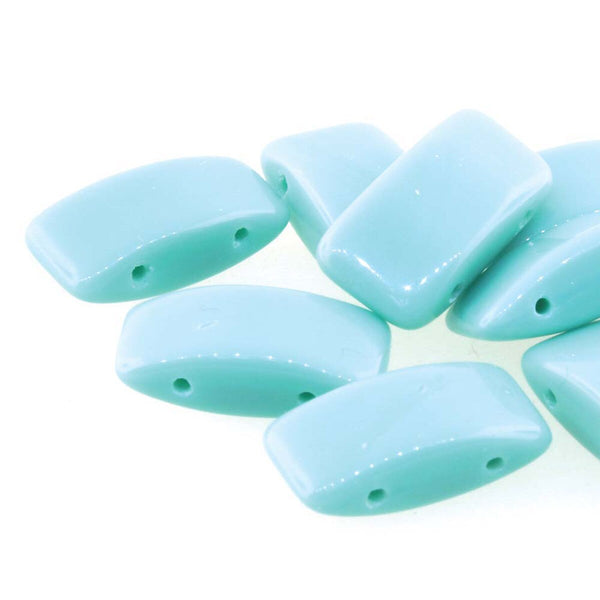 15x Carrier Czech Beads 9x17mm Turquoise Green