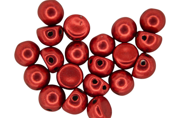 20x CzechMates Cabochon Czech Beads 7mm Sueded Gold Samba Red