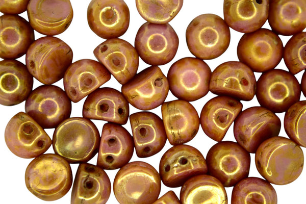 20x CzechMates Cabochon Czech Beads 7mm Luster Opaque Rose/Gold Topaz