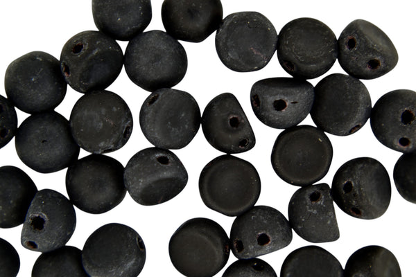 20x CzechMates Cabochon Czech Beads 7mm Matte Jet