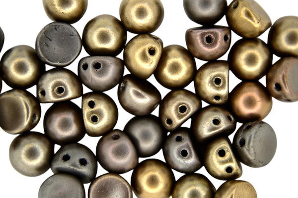 20x CzechMates Cabochon Czech Beads 7mm Matte Metallic Leather