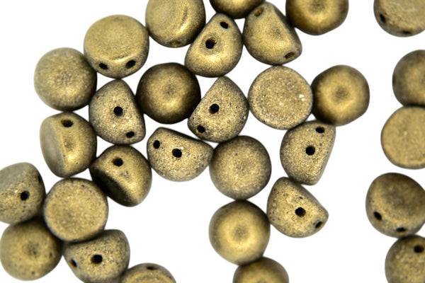 20x CzechMates Cabochon Czech Beads 7mm Metallic Suede Gold