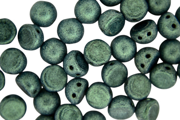 20x CzechMates Cabochon Czech Beads 7mm Metallic Suede Light Green