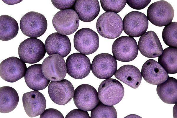 20x CzechMates Cabochon Czech Beads 7mm Metallic Suede Purple