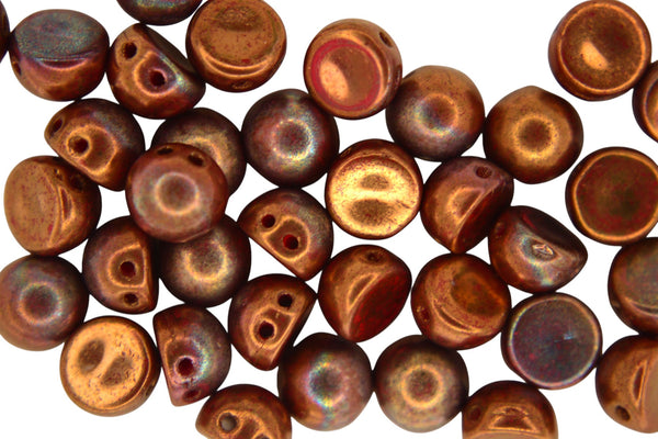 20x CzechMates Cabochon Czech Beads 7mm Opaque Red Bronze Vega