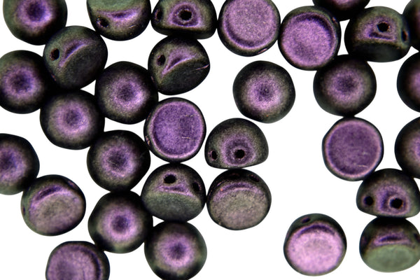 20x CzechMates Cabochon Czech Beads 7mm Polychrome Black Currant