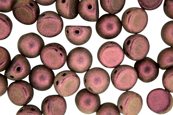 20x CzechMates Cabochon Czech Beads 7mm Polychrome Pink Olive