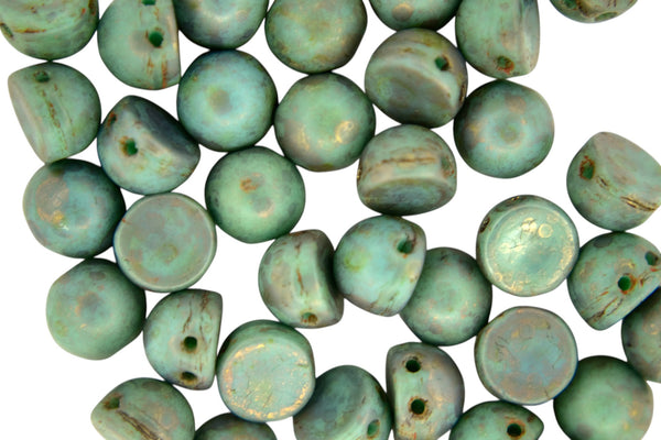 20x CzechMates Cabochon Czech Beads 7mm Turquoise Copper Picasso