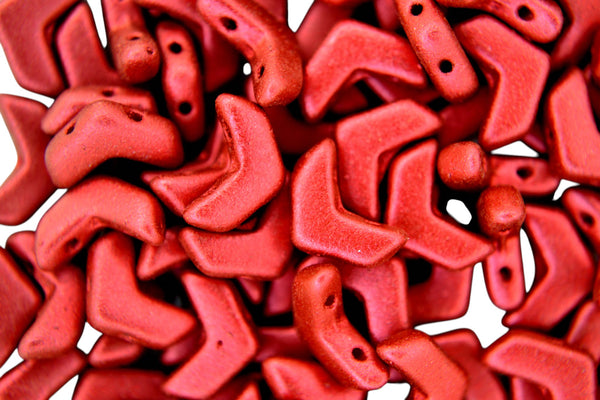 30x Matubo Chevron Duo Czech Seed Beads 4x10mm Matte Metallic Lava