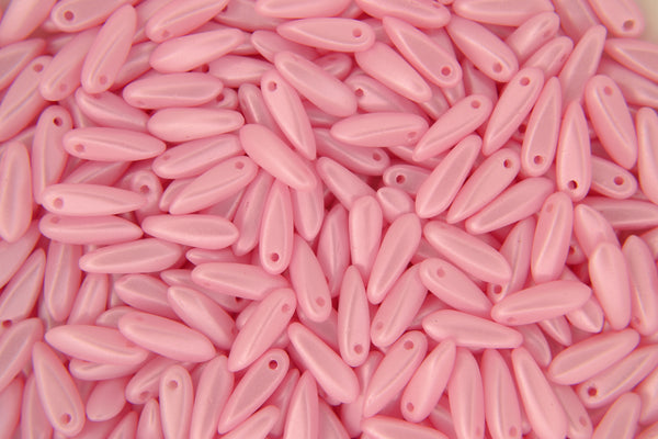 10g Dagger Czech Glass Beads Size 3x10mm Powdery Pastel Pink