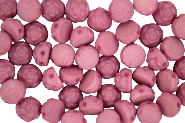 25x Cabochon Roseta Czech Beads 6mm Neon Silk Hyacinth Violet