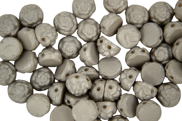 25x Cabochon Roseta Czech Beads 6mm Powdery Cool Gray