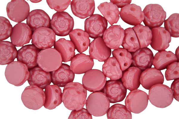 25x Cabochon Roseta Czech Beads 6mm Powdery Sugar Coral