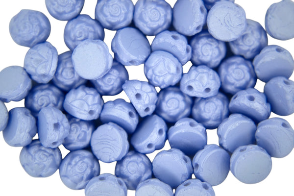 25x Cabochon Roseta Czech Beads 6mm Powdery Vista Blue