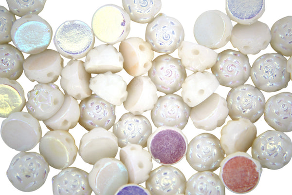 25x Cabochon Roseta Czech Beads 6mm Vacuum Plating AB Full