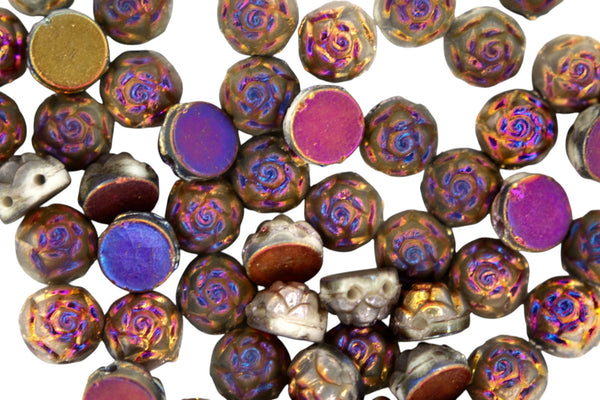 25x Cabochon Roseta Czech Beads 6mm Vacuum Plating Sliperit Full