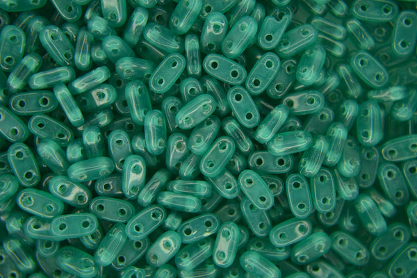 5g CzechMates Bar Czech Beads 3x6mm Alabaster Malachite Green