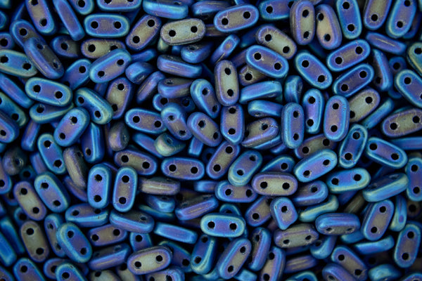 5g CzechMates Bar Czech Beads 3x6mm Matte Iris Blue