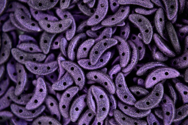 50x CzechMates Crescent Czech Beads 3x10mm Matte Metallic Suede Purple