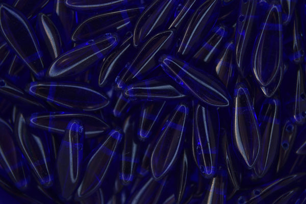 25x CzechMates Dagger Czech Beads 5x16mm Cobalt