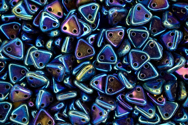 5g CzechMates Triangle Czech Beads 6mm Iris Blue
