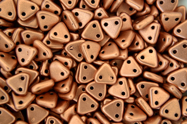 5g CzechMates Triangle Czech Beads 6mm Matte Metallic Copper