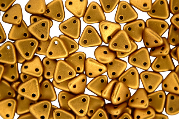 5g CzechMates Triangle Czech Beads 6mm Matte Metallic Goldenrod