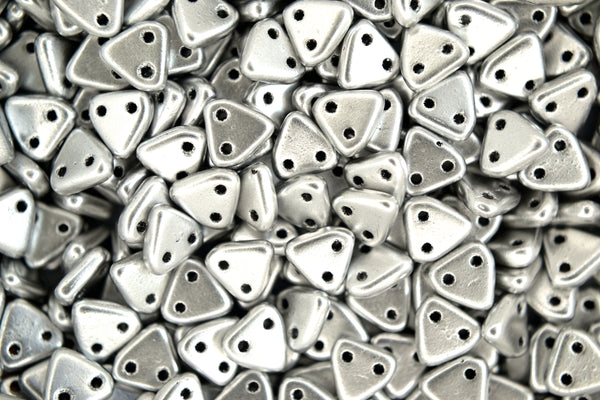 5g CzechMates Triangle Czech Beads 6mm Matte Metallic Silver