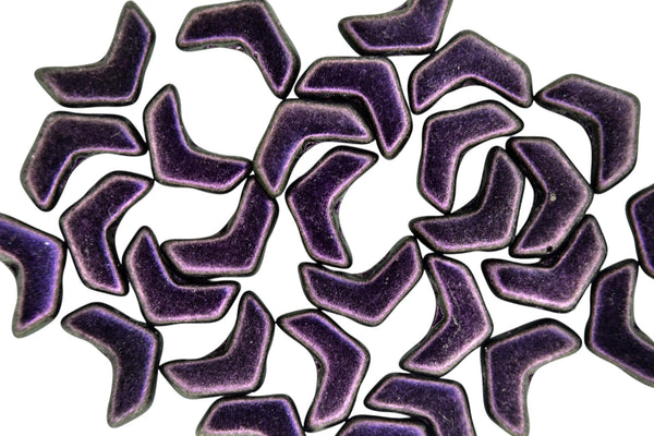 30x Chevron Duo Tschechische Rocailles 4x10mm Polychrome Schwarze Johannisbeere