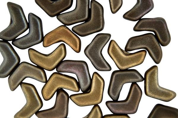 30x Chevron Duo Tschechische Rocailles 4x10mm Mattes Metallic-Leder