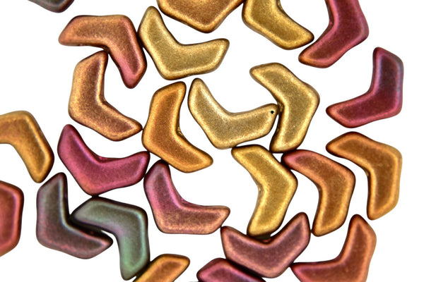 30x Chevron Duo Tschechische Rocailles 4x10mm Matt Metallic Bronze Iris Violet Rainbow