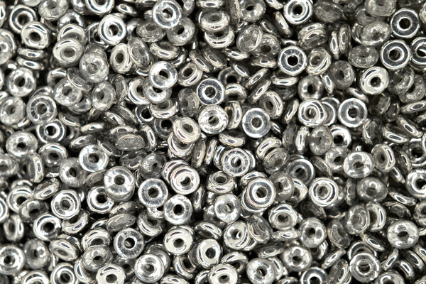 5g O Bead Czech Seed Beads 1x3.8mm Silver 1/2