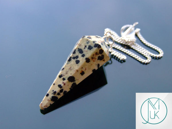 Dalmatian Jasper Natural Gemstone Pendulum Chakra Reiki Dowsing Handmade Beadacious